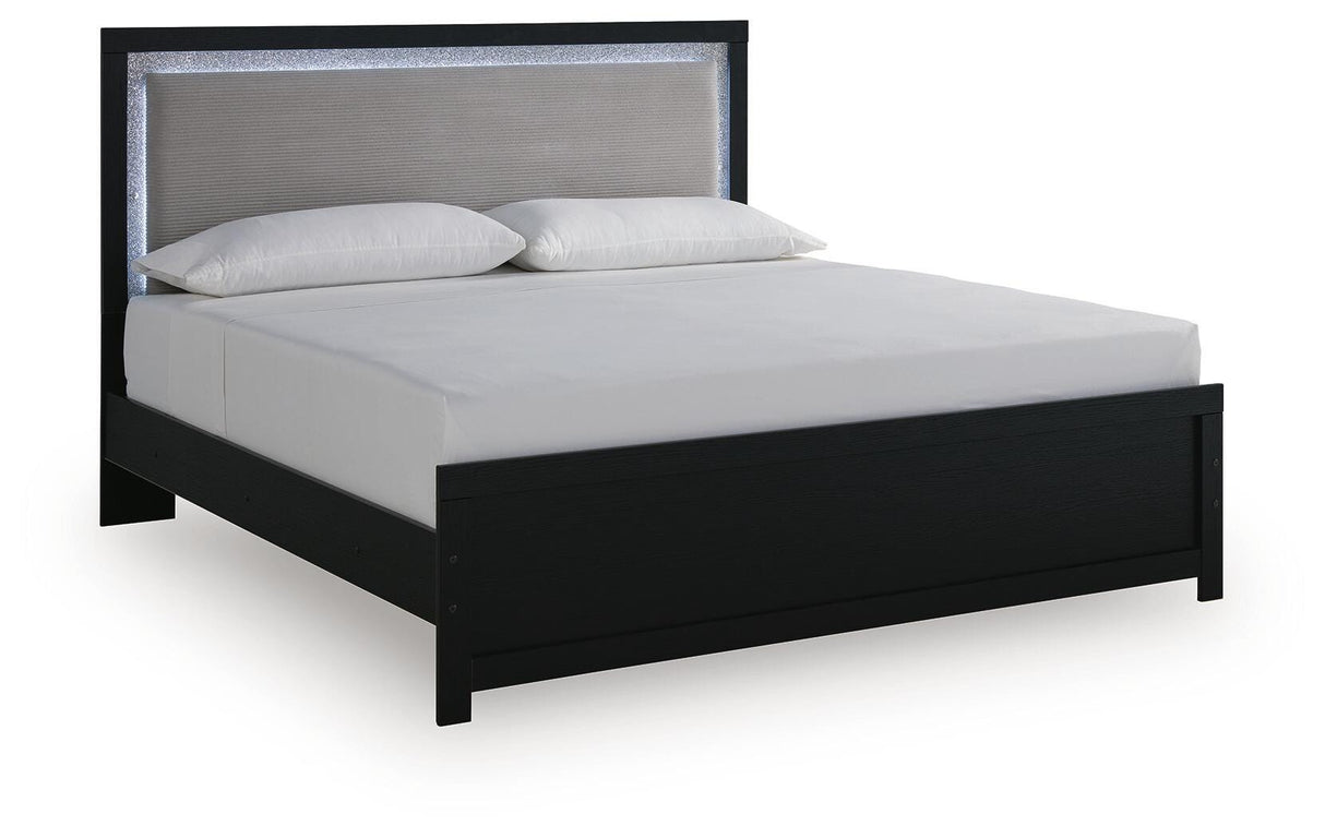Maeling Black King Upholstered Panel Bed from Ashley - Luna Furniture