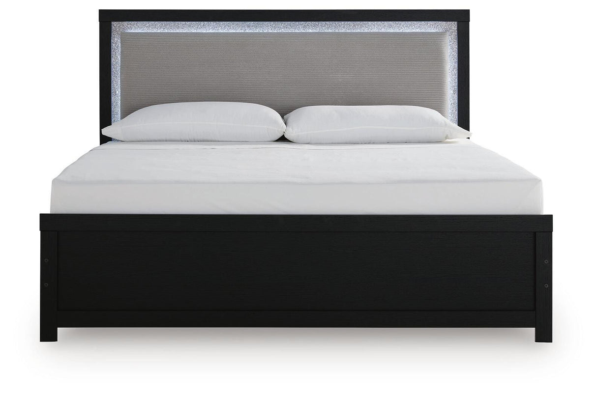 Maeling Black King Upholstered Panel Bed from Ashley - Luna Furniture