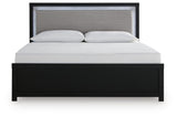 Maeling Black King Upholstered Panel Bed from Ashley - Luna Furniture