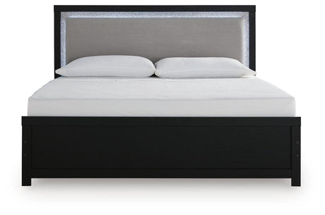 Maeling Black King Upholstered Panel Bed from Ashley - Luna Furniture