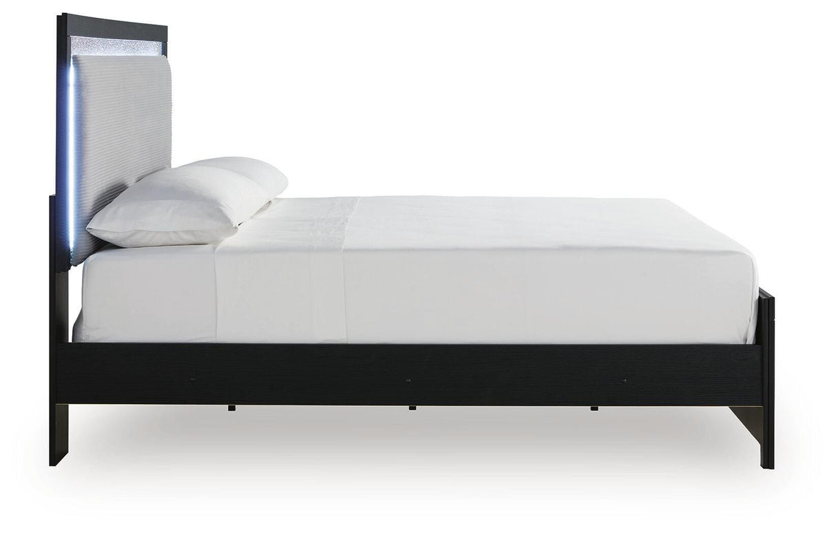 Maeling Black King Upholstered Panel Bed from Ashley - Luna Furniture
