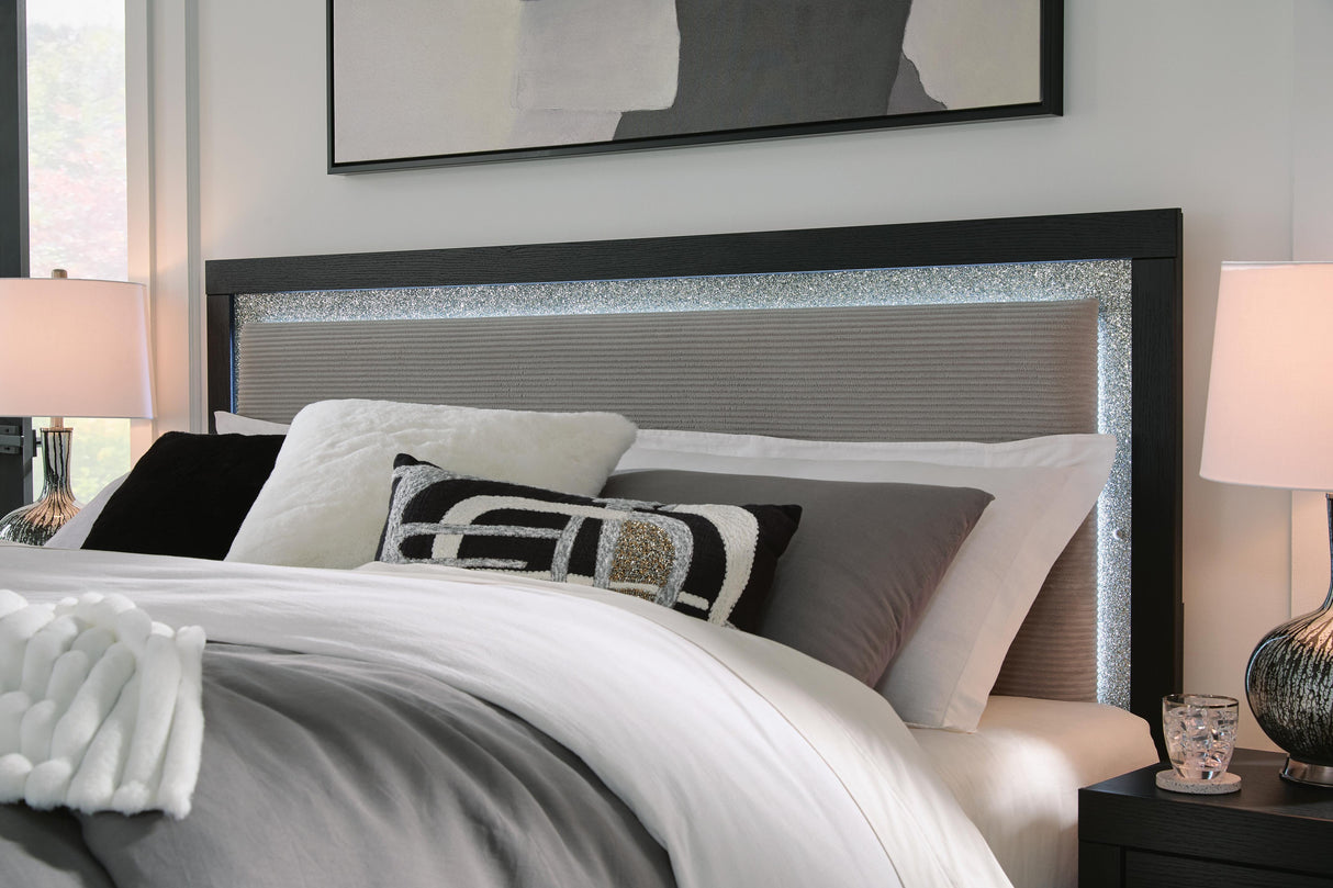 Maeling Black King Upholstered Panel Bed from Ashley - Luna Furniture