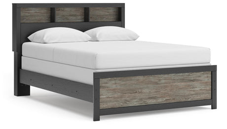 Broachmyn Black/Gray Queen Bookcase Panel Bed, Chest and Nightstand from Ashley Furniture - Luna Furniture