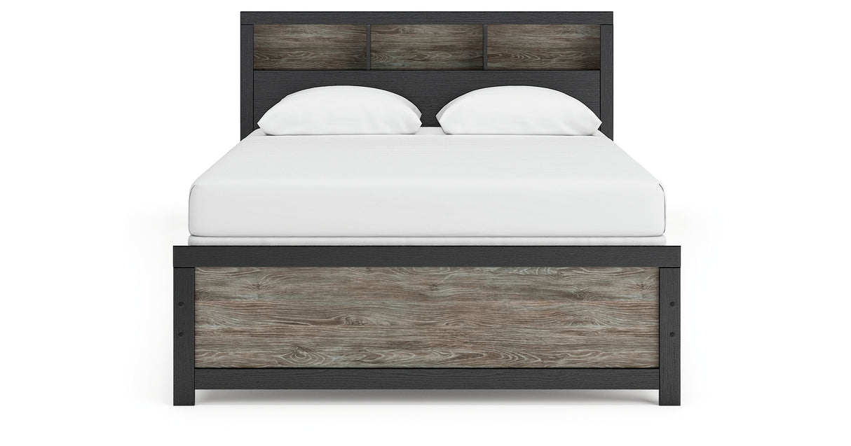 Broachmyn Black/Gray Queen Bookcase Panel Bed from Ashley - Luna Furniture