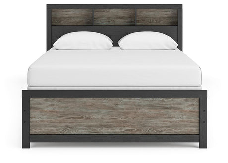 Broachmyn Black/Gray Queen Bookcase Panel Bed, Chest and Nightstand from Ashley Furniture - Luna Furniture