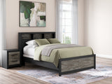 Broachmyn Black/Gray Queen Bookcase Panel Bed, Dresser, Mirror and Nightstand from Ashley Furniture - Luna Furniture