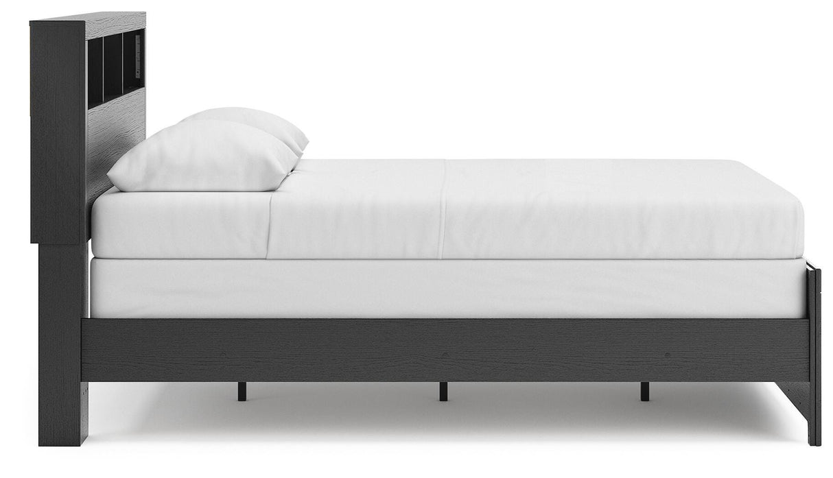 Broachmyn Black/Gray Queen Bookcase Panel Bed, Chest and Nightstand from Ashley Furniture - Luna Furniture