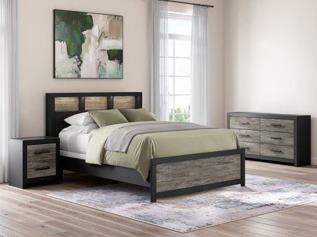 Broachmyn Black/Gray LED Bookcase Panel Bedroom Set from Ashley - Luna Furniture
