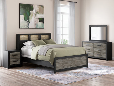 Broachmyn Black/Gray LED Bookcase Panel Bedroom Set from Ashley - Luna Furniture