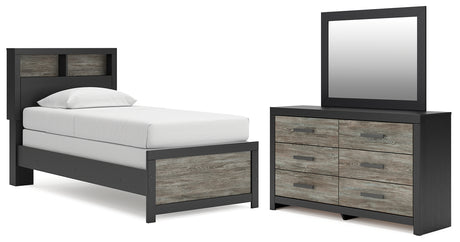 Broachmyn Black/Gray Twin Bookcase Bed, Dresser and Mirror from Ashley - Luna Furniture