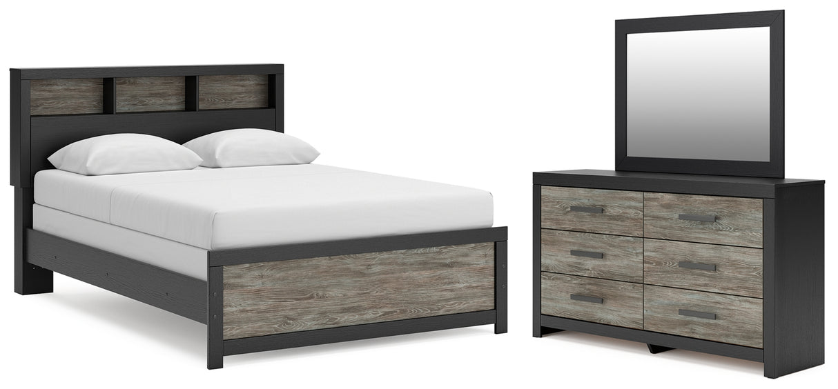 Broachmyn Black/Gray Queen Bookcase Bed, Dresser and Mirror from Ashley Furniture - Luna Furniture