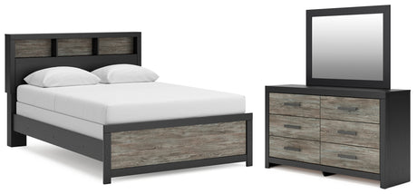 Broachmyn Black/Gray Queen Bookcase Bed, Dresser and Mirror from Ashley - Luna Furniture