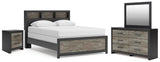 Broachmyn Black/Gray Queen Bookcase Panel Bed, Dresser, Mirror and Nightstand from Ashley Furniture - Luna Furniture