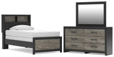 Broachmyn Black/Gray Twin Bookcase Bed, Dresser and Mirror from Ashley - Luna Furniture