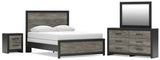 Broachmyn Black/Gray Queen Panel Bed with Mirrored Dresser and Nightstand from Ashley Furniture - Luna Furniture