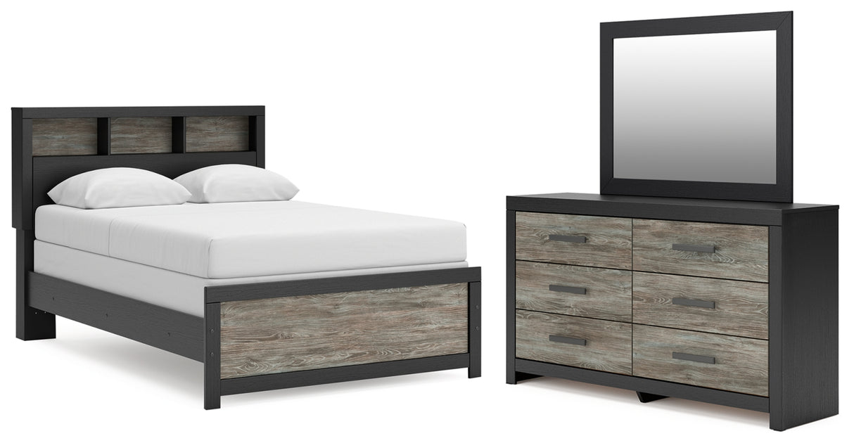 Broachmyn Black/Gray Full Bookcase Bed, Dresser and Mirror from Ashley - Luna Furniture