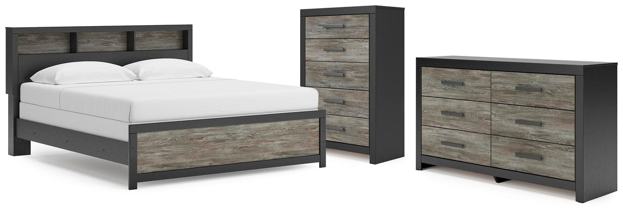 Broachmyn Black/Gray King Panel Bed, Dresser and Chest from Ashley Furniture - Luna Furniture
