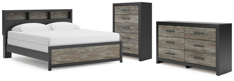 Broachmyn Black/Gray King Panel Bed, Dresser and Chest from Ashley Furniture - Luna Furniture