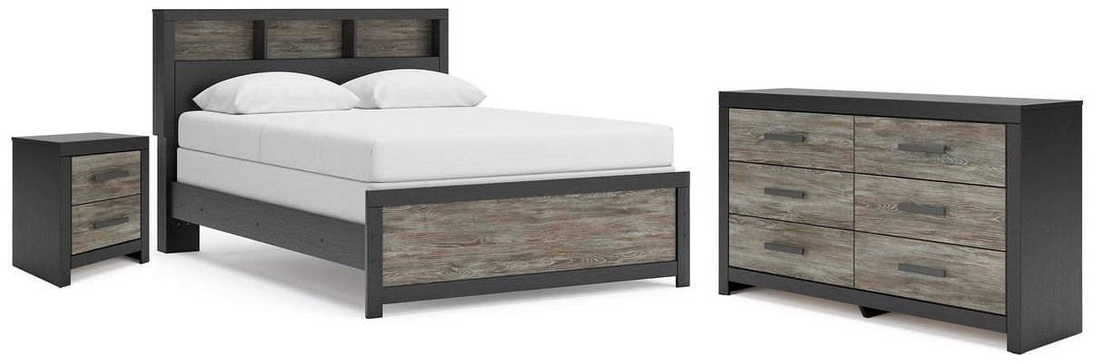Broachmyn Black/Gray Queen Bookcase Panel Bed, Dresser and Nightstand from Ashley - Luna Furniture