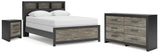 Broachmyn Black/Gray Queen Bookcase Panel Bed, Dresser and Nightstand from Ashley - Luna Furniture
