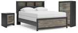 Broachmyn Black/Gray Queen Bookcase Panel Bed, Chest and Nightstand from Ashley Furniture - Luna Furniture