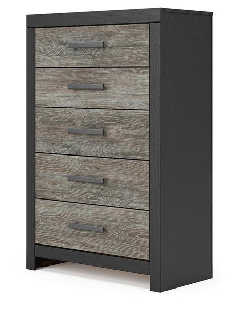 Broachmyn Black/Gray Queen Bookcase Panel Bed, Chest and Nightstand from Ashley Furniture - Luna Furniture