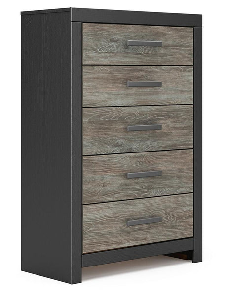 Broachmyn Black/Gray Queen Bookcase Panel Bed, Chest and Nightstand from Ashley Furniture - Luna Furniture