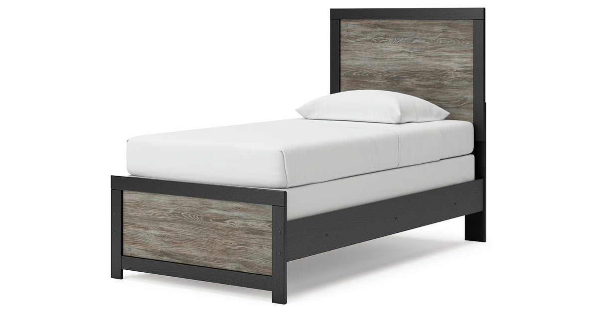 Broachmyn Black/Gray Twin Panel Bed, Dresser and Mirror from Ashley Furniture - Luna Furniture