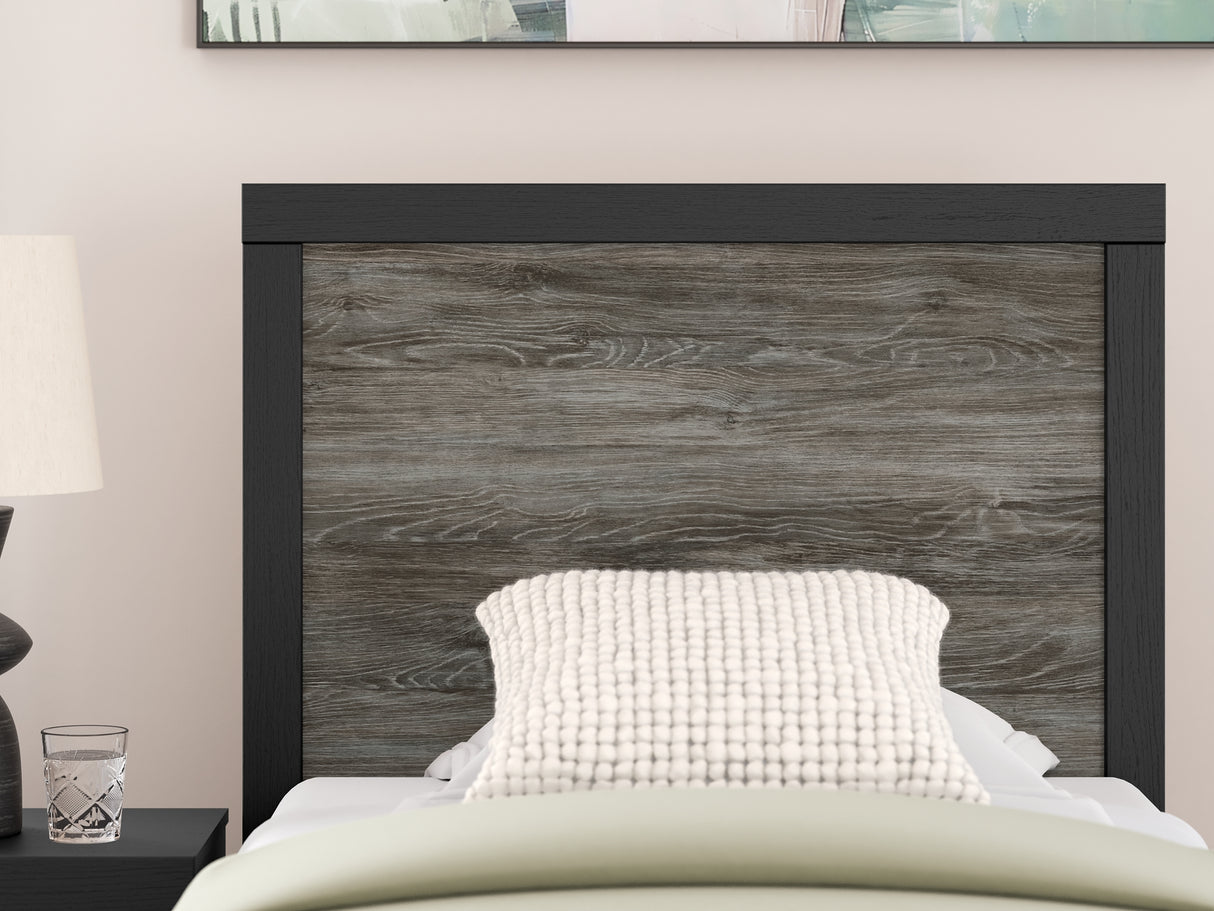 Broachmyn Black/Gray Twin Panel Bed, Dresser and Mirror from Ashley Furniture - Luna Furniture