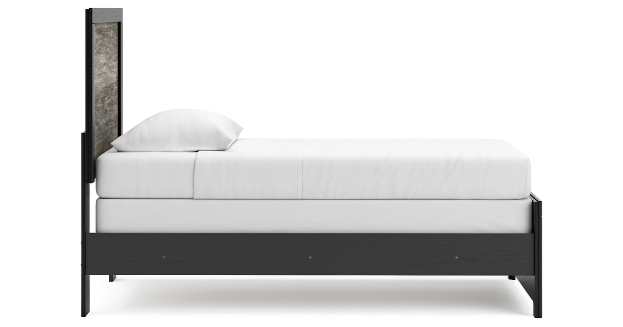Broachmyn Black/Gray Twin Panel Bed, Dresser and Mirror from Ashley Furniture - Luna Furniture
