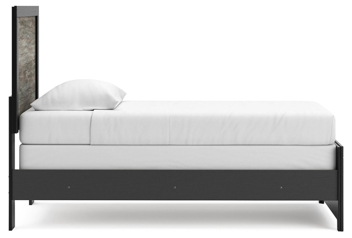 Broachmyn Black/Gray Twin Panel Bed, Dresser and Mirror from Ashley Furniture - Luna Furniture