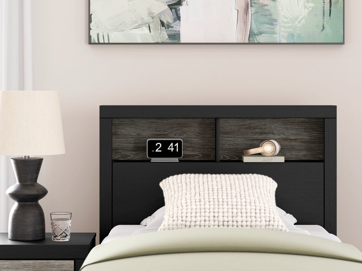 Broachmyn Black/Gray Twin Bookcase Bed, Dresser and Mirror from Ashley - Luna Furniture