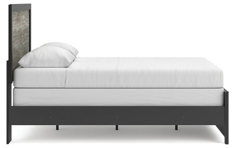 Broachmyn Black/Gray Queen Panel Bed with Mirrored Dresser and Nightstand from Ashley Furniture - Luna Furniture