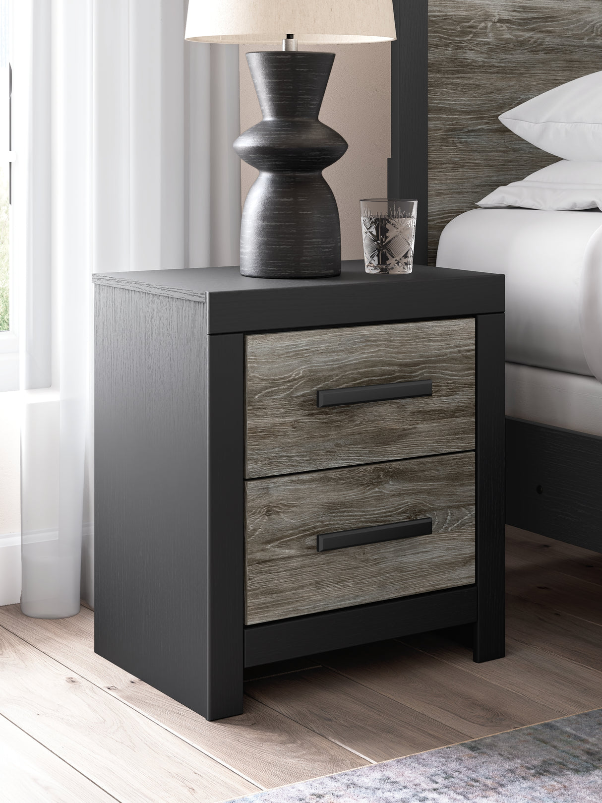 Broachmyn Black/Gray Queen Bookcase Panel Bed, Dresser, Mirror and Nightstand from Ashley Furniture - Luna Furniture