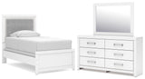 Maeling Twin Upholstered Panel Bed, Dresser and Mirror from Ashley - Luna Furniture