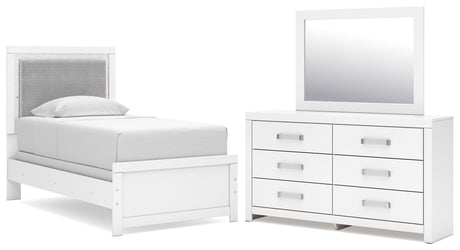 Maeling Twin Upholstered Panel Bed, Dresser and Mirror from Ashley - Luna Furniture