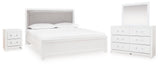 Maeling White/Gray Queen Upholstered Panel Bed, Dresser and Nightstand from Ashley Furniture - Luna Furniture