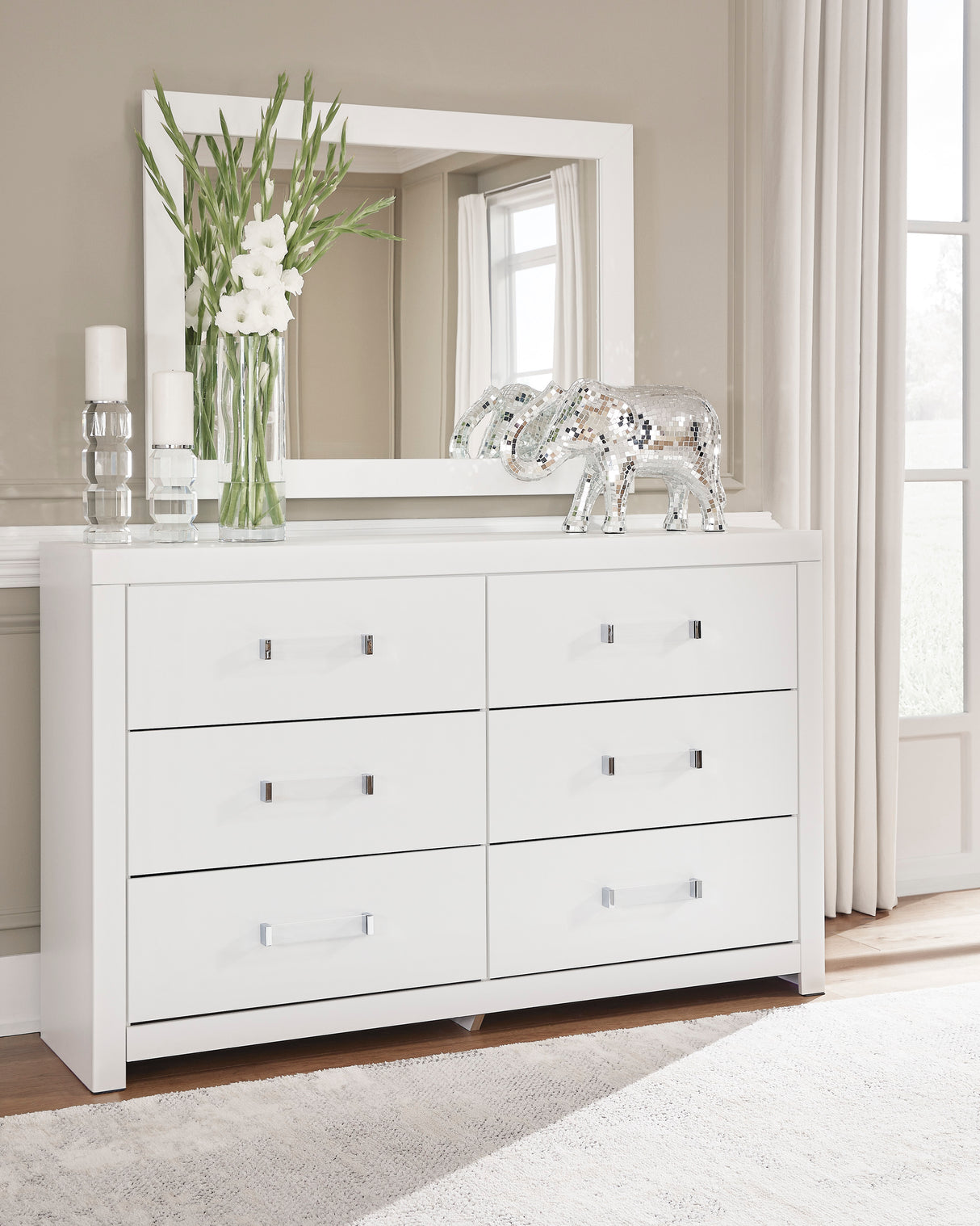 Maeling White Upholstered Panel Bedroom Set