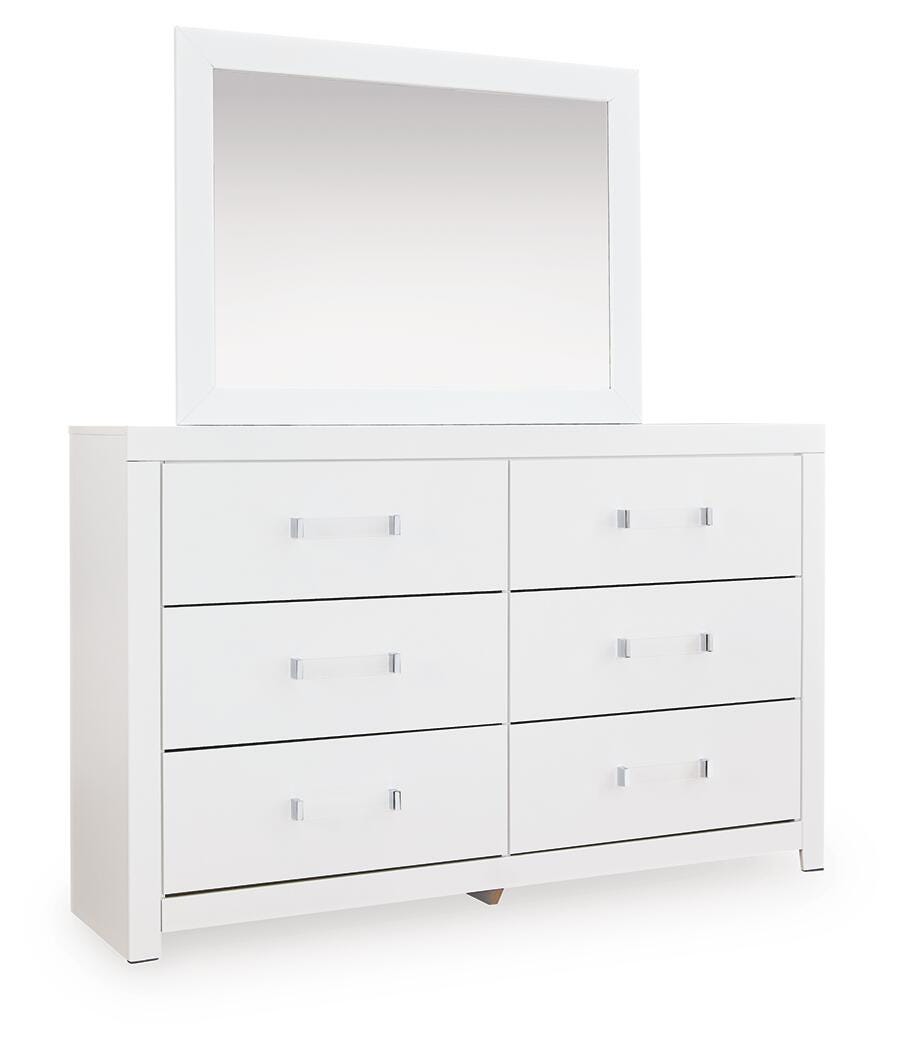 Maeling White/Gray Queen Upholstered Panel Bed, Dresser and Nightstand from Ashley Furniture - Luna Furniture