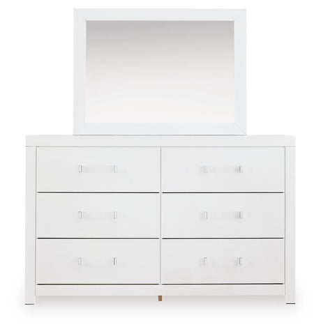 Maeling White/Gray Queen Upholstered Panel Bed, Dresser and Nightstand from Ashley Furniture - Luna Furniture
