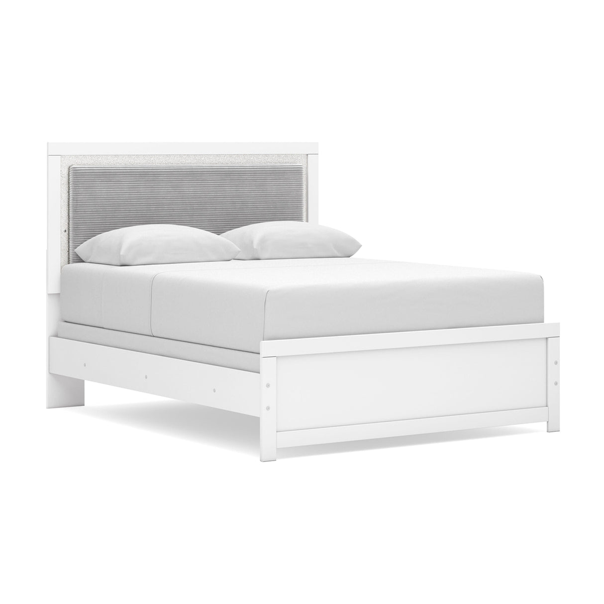 Maeling White Queen Upholstered Panel Bed