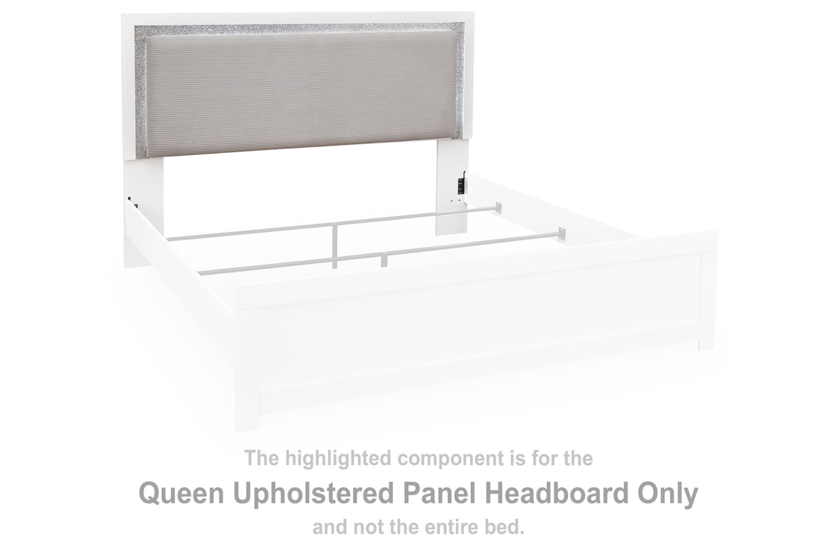 Maeling White/Gray Queen Upholstered Panel Headboard from Ashley Furniture - Luna Furniture