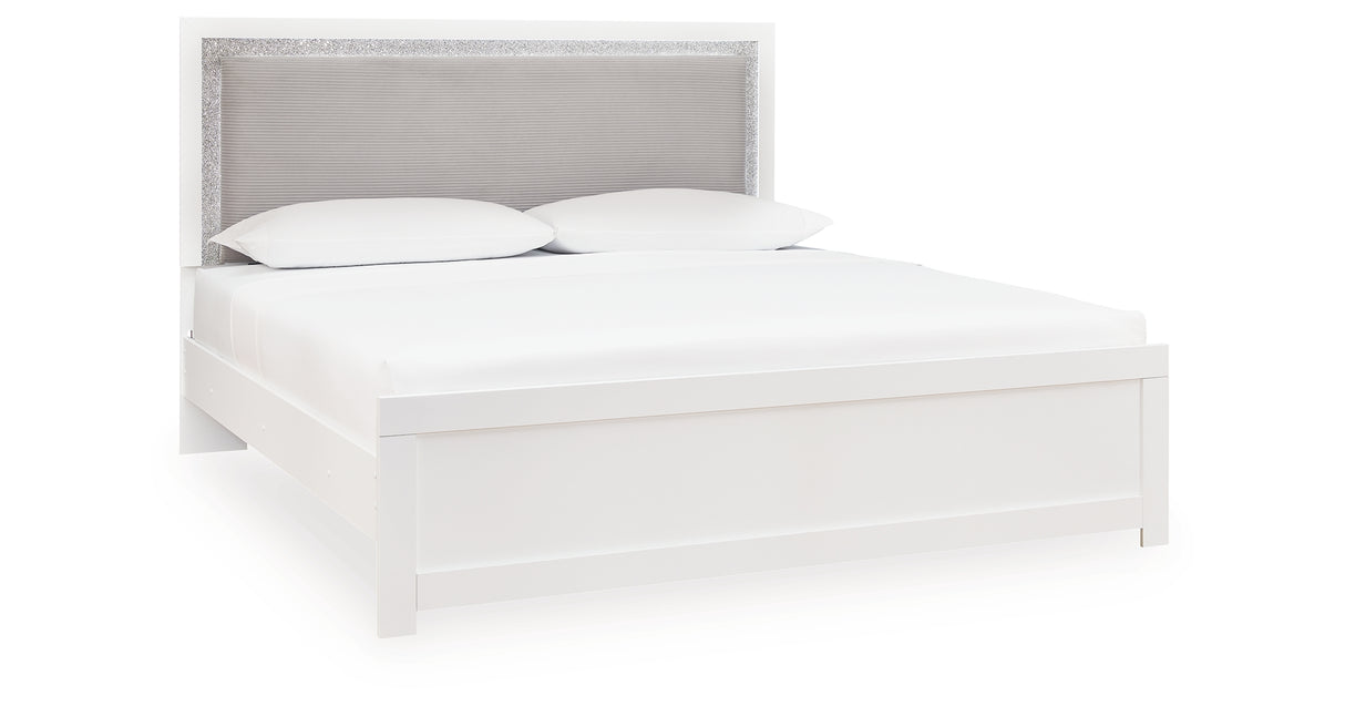 Maeling White King Upholstered Panel Bed from Ashley - Luna Furniture