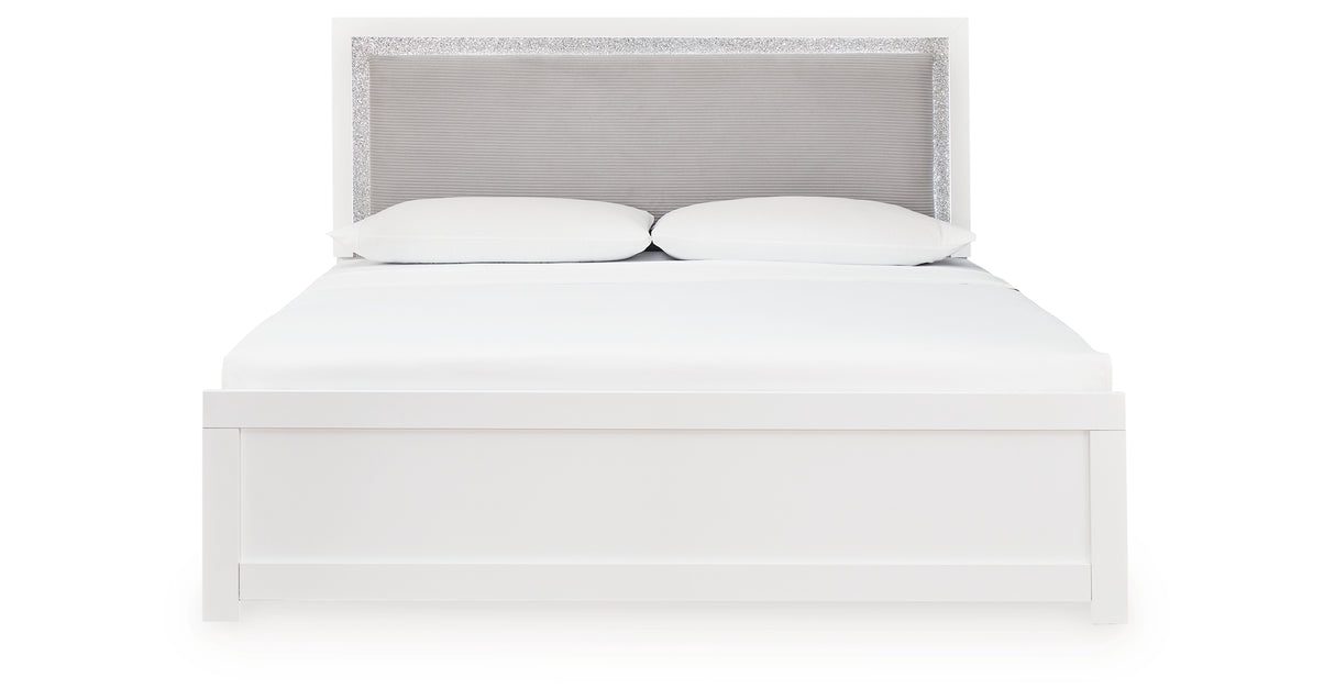 Maeling White King Upholstered Panel Bed from Ashley - Luna Furniture