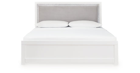 Maeling White King Upholstered Panel Bed from Ashley Furniture - Luna Furniture
