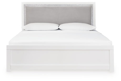 Maeling White/Gray Queen Upholstered Panel Bed, Dresser and Nightstand from Ashley Furniture - Luna Furniture