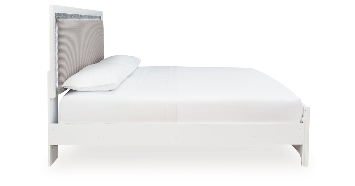 Maeling White King Upholstered Panel Bed from Ashley - Luna Furniture