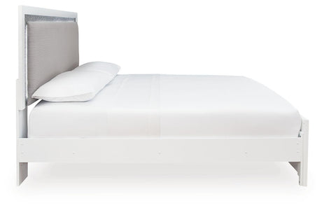 Maeling White/Gray Queen Upholstered Panel Bed, Dresser and Nightstand from Ashley Furniture - Luna Furniture
