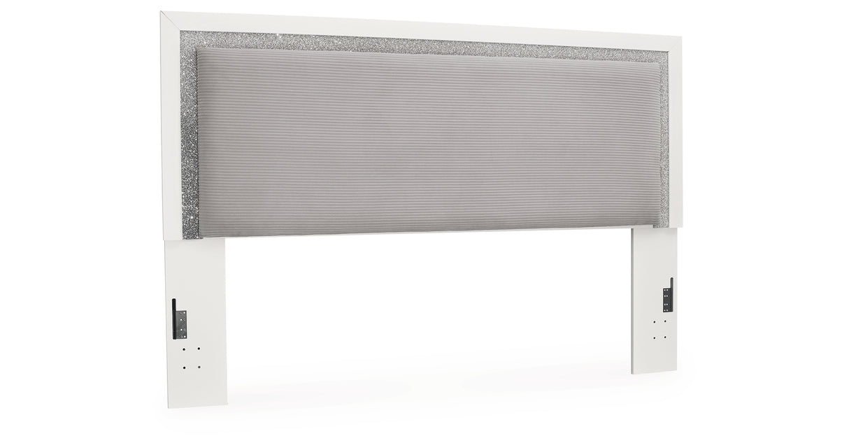 Maeling White Queen Upholstered Panel Bed
