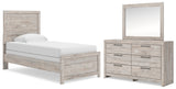 Broachmyn Gray Twin Panel Bed, Dresser and Mirror from Ashley Furniture - Luna Furniture